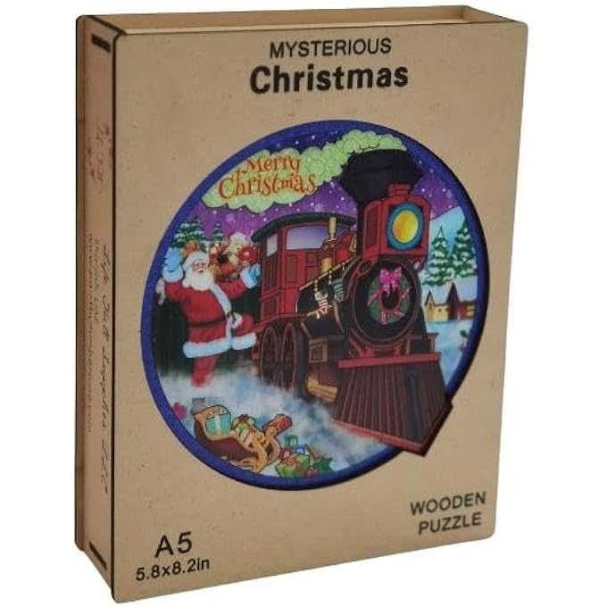 WOODEN JIGSAW PUZZLES, 3D WOODEN ANIMALS SHAPED PUZZLES, BEST GIFT FOR ADULTS AND KIDS DIY PUZZLE PIECE, COLORFUL UNIQUE SHAPED CHRISTMAS PUZZLES A5-5.8 X 8.2 IN (A5-CHRISTMAS) - Image 1